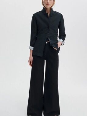 Rag & Bone Logan Featherweight Mid-Rise Wide Leg Jeans Black Size 25